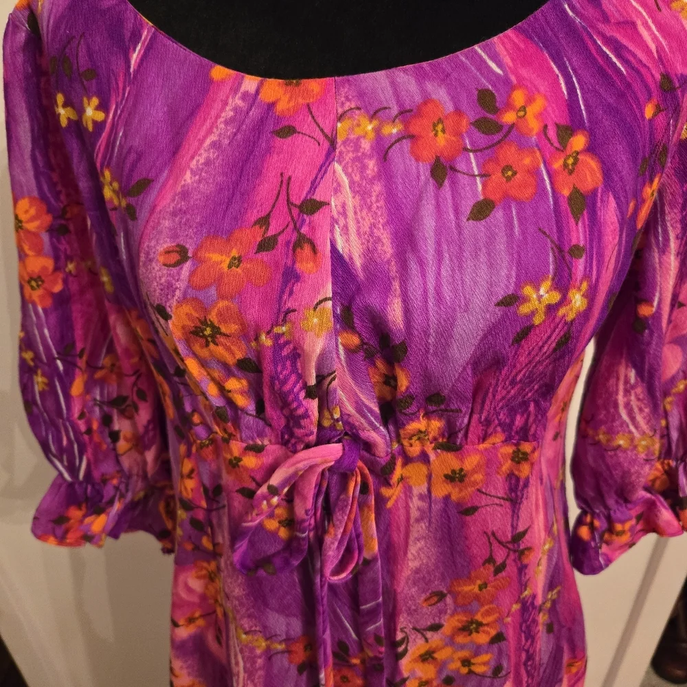 Vintage Fashions By Myra Womens 60s 70s Tropical Print Maxi Hawaiian Dress - Picture 4 of 10